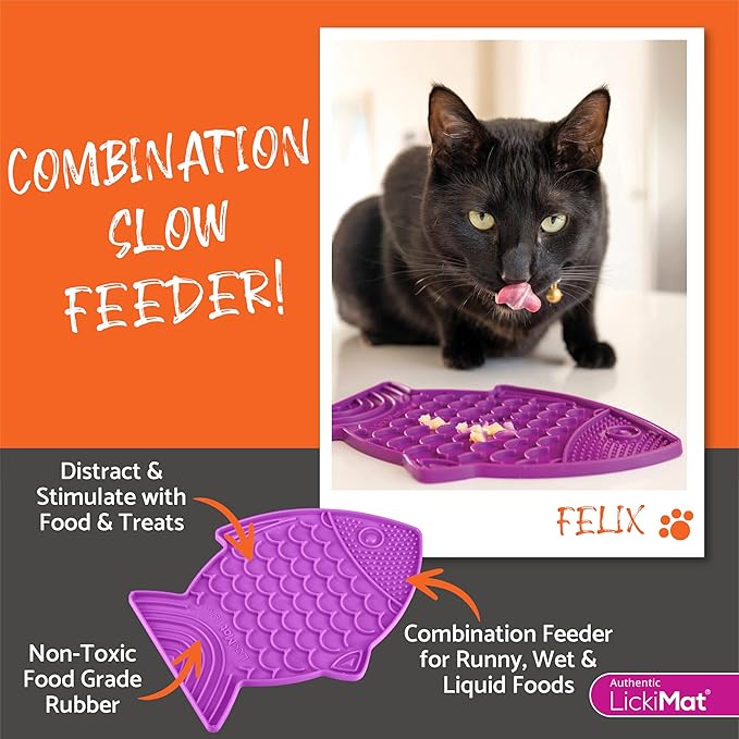 LickiMat Felix Fish-Shaped Cat Slow Feeder