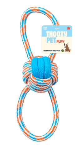8 Knot Ball Rope Dog Toy Orange / Teal 11.5"