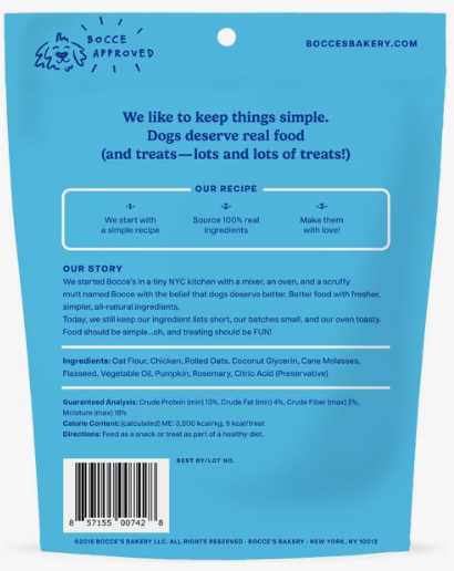 Bocce's Soft & Chewy Chicken Recipe Dog Treats 6 oz