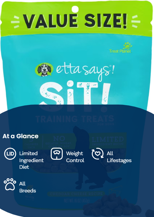 Etta Says! Sit! Dog Training Treats Cheese Recipe Value Bag 16oz