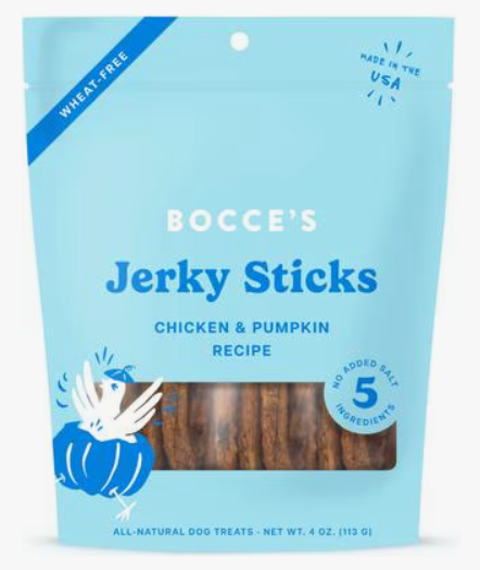 Bocce's Bakery Chicken Grazers Jerky Sticks Dog Treats 4oz