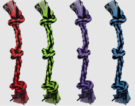 Multipet Nuts for Knots 3-Knot Rope Dog Toy Assorted Colors 15"