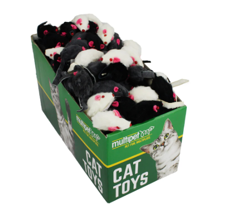 Multipet Fur Mice Cat Toys Assorted Colors 1.25