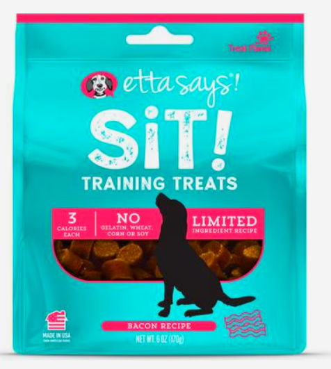 Etta Says! Sit! Training Treats Bacon Recipe Dog Treats, 6-oz bag