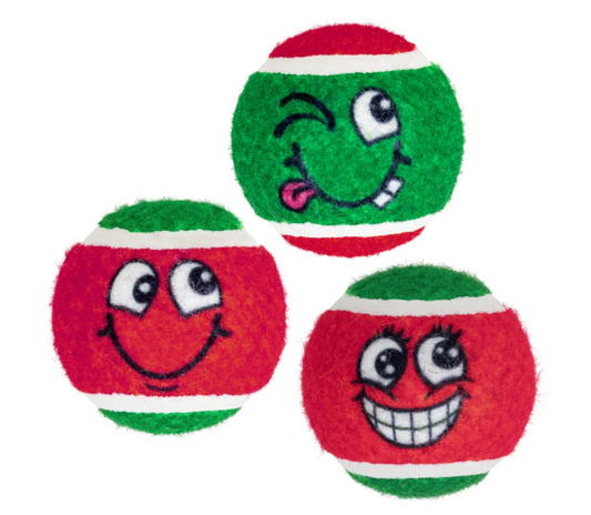 Holiday KONG Grinz Naughty & Nice Sport Balls 3- pk Md