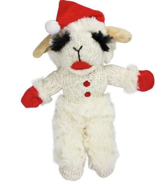 Holiday Lamb Chop Standing w/ Santa Hat Dog Toy 8"