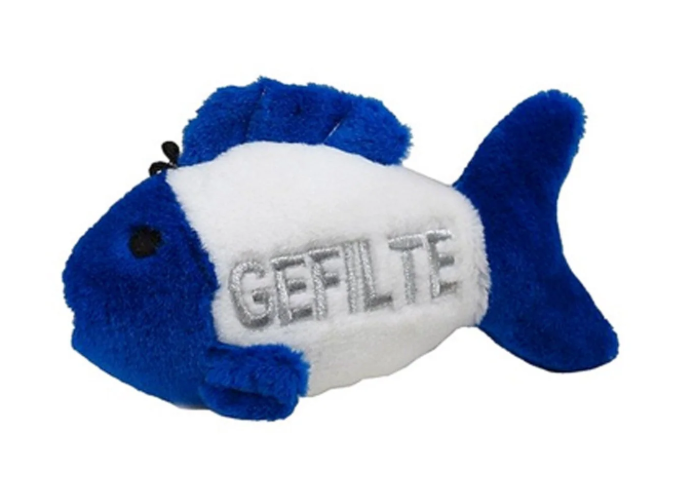 Holiday Gefilte Fish Talking Hanukkah Plush Dog Toy 4.5"