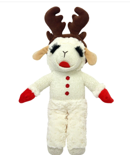 Holiday Lamb Chop Standing w/ Antlers Dog Toy 13"