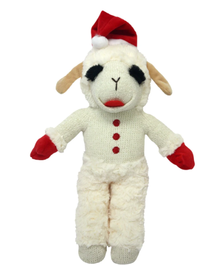 Holiday Lamb Chop Standing w/ Santa Hat 13 in