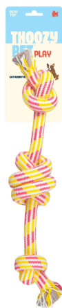 3-Knot Rope Dog Toy Yellow / Pink 25"