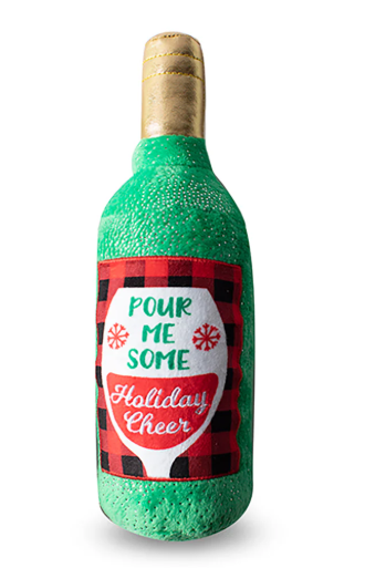 Holiday Glass Of Cheer Plush Dog Toy