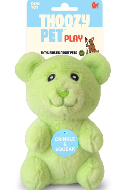 Gummy Bear Plush Dog Toy Green 6"